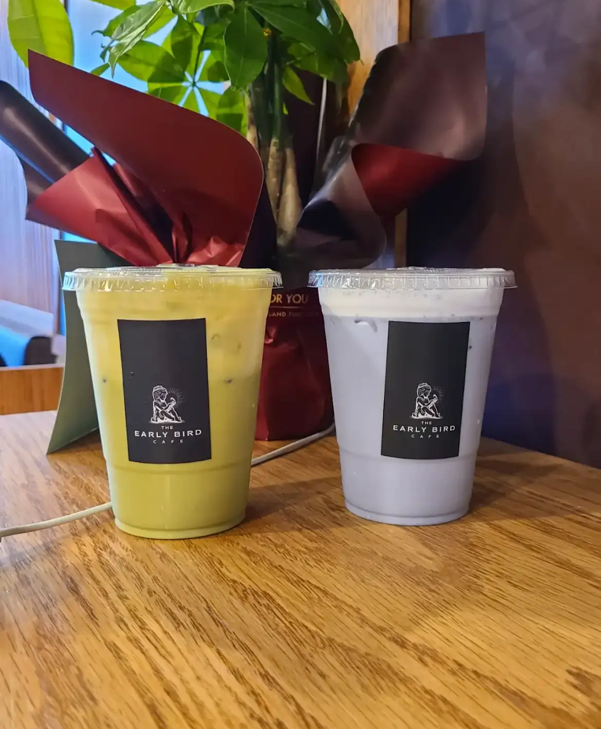 A smoothie and a boba
